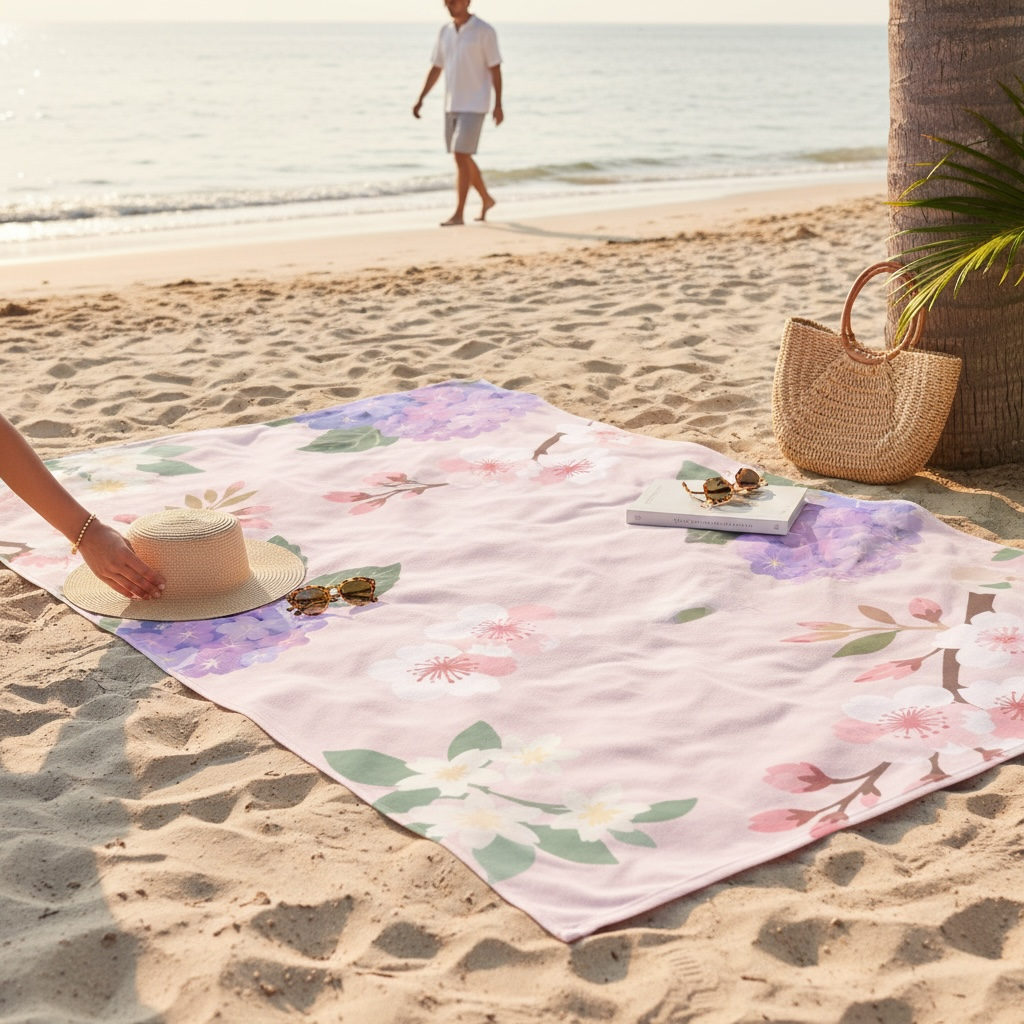 TOKYO - serviette de plage et pochon assorti