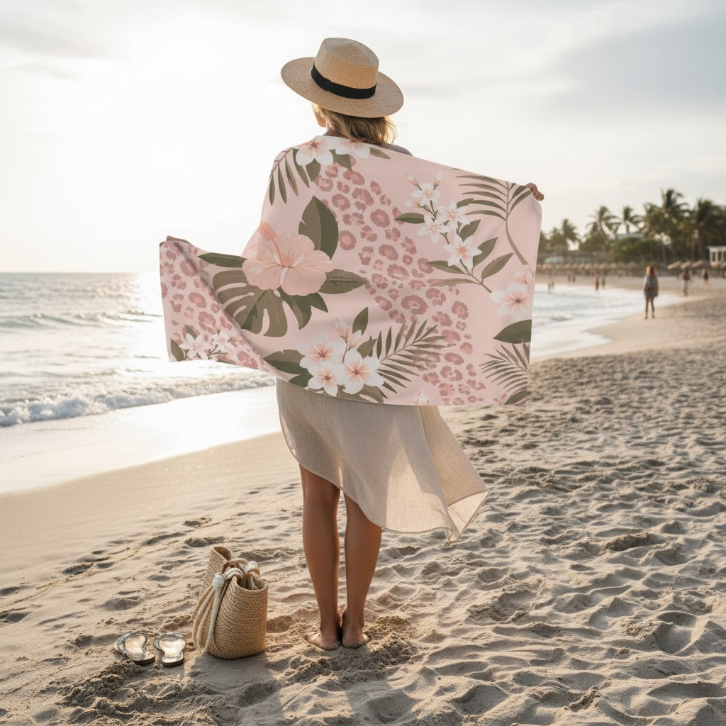 ZANZIBAR EDITION LIMITÉE LEO ROSE - serviette de plage et pochon assorti