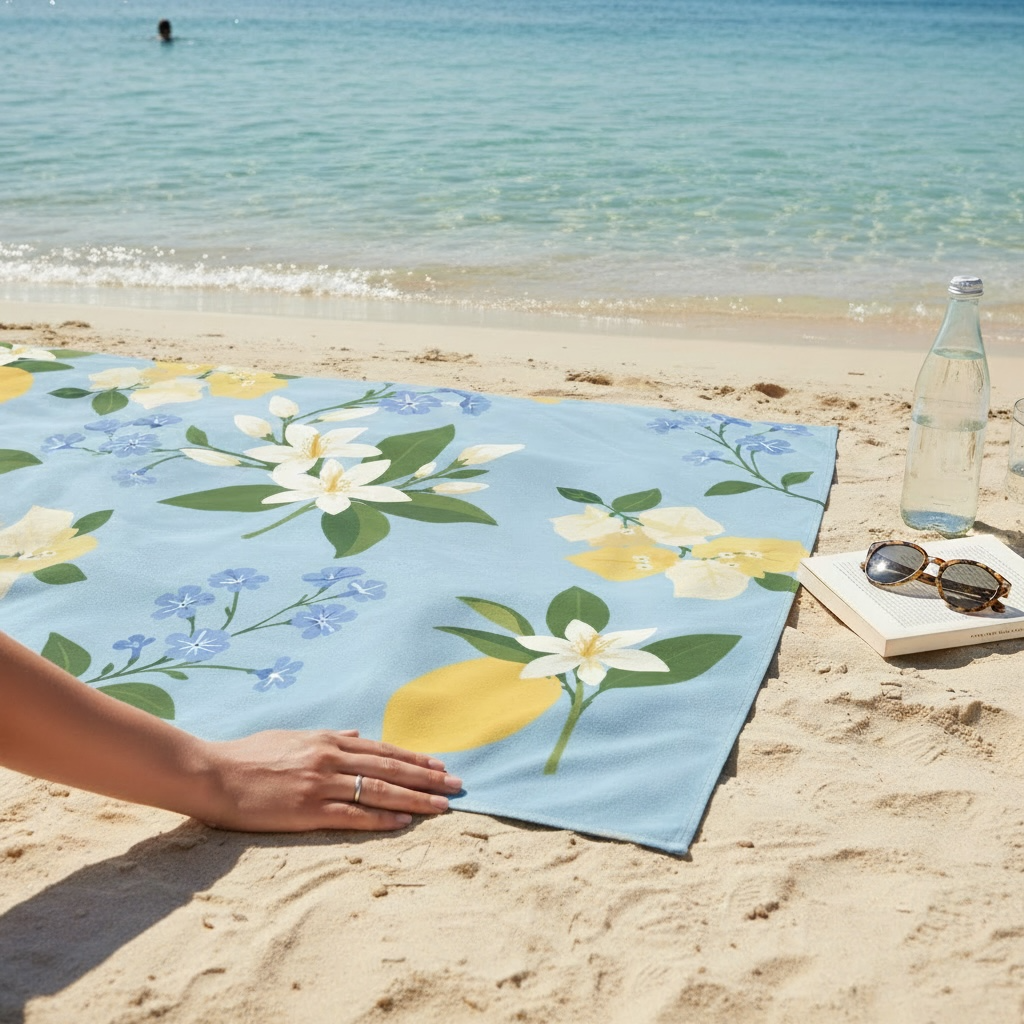 POSITANO - serviette de plage et pochon assorti